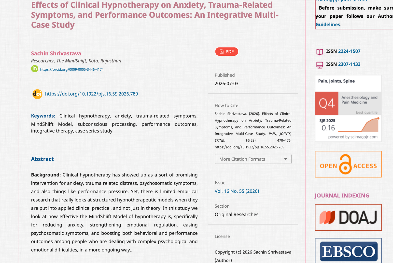Published integrative multi-case study by Sachin Shrivastava