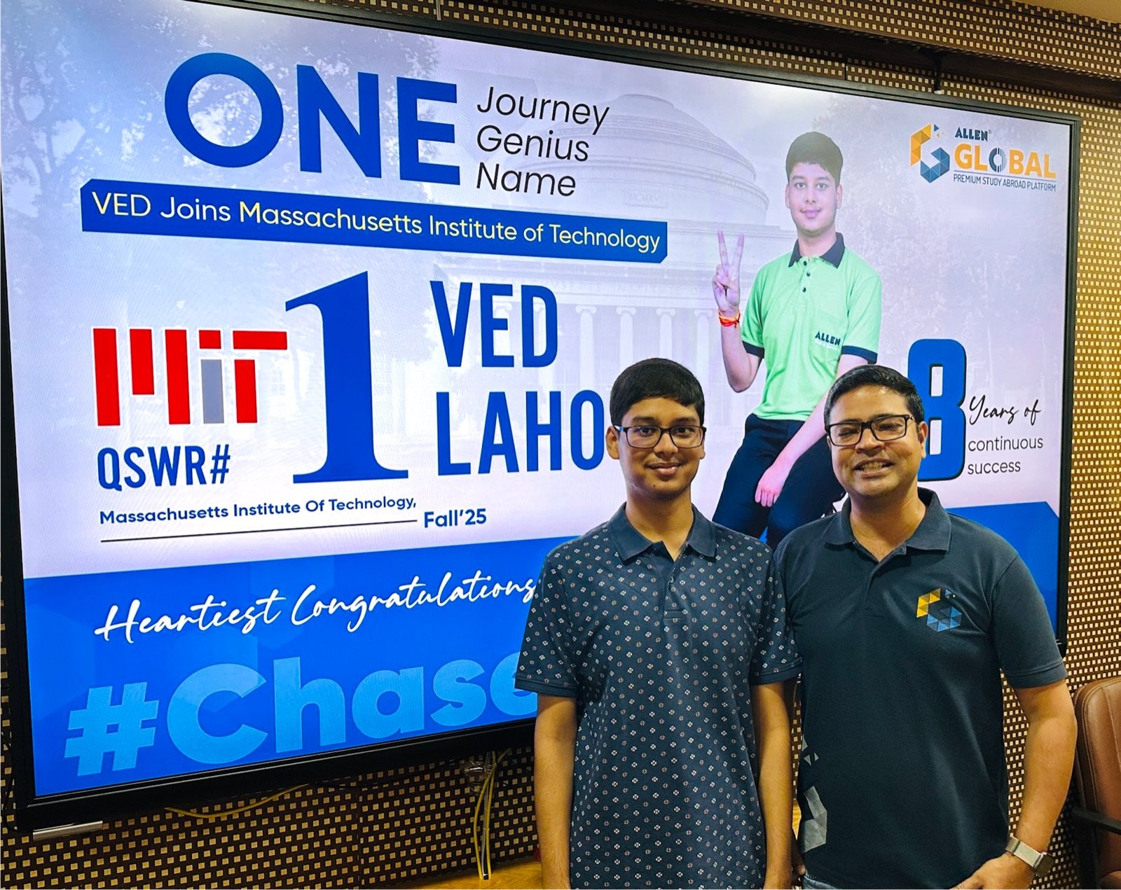 Sachin Shrivastava celebrating an academic milestone with a student